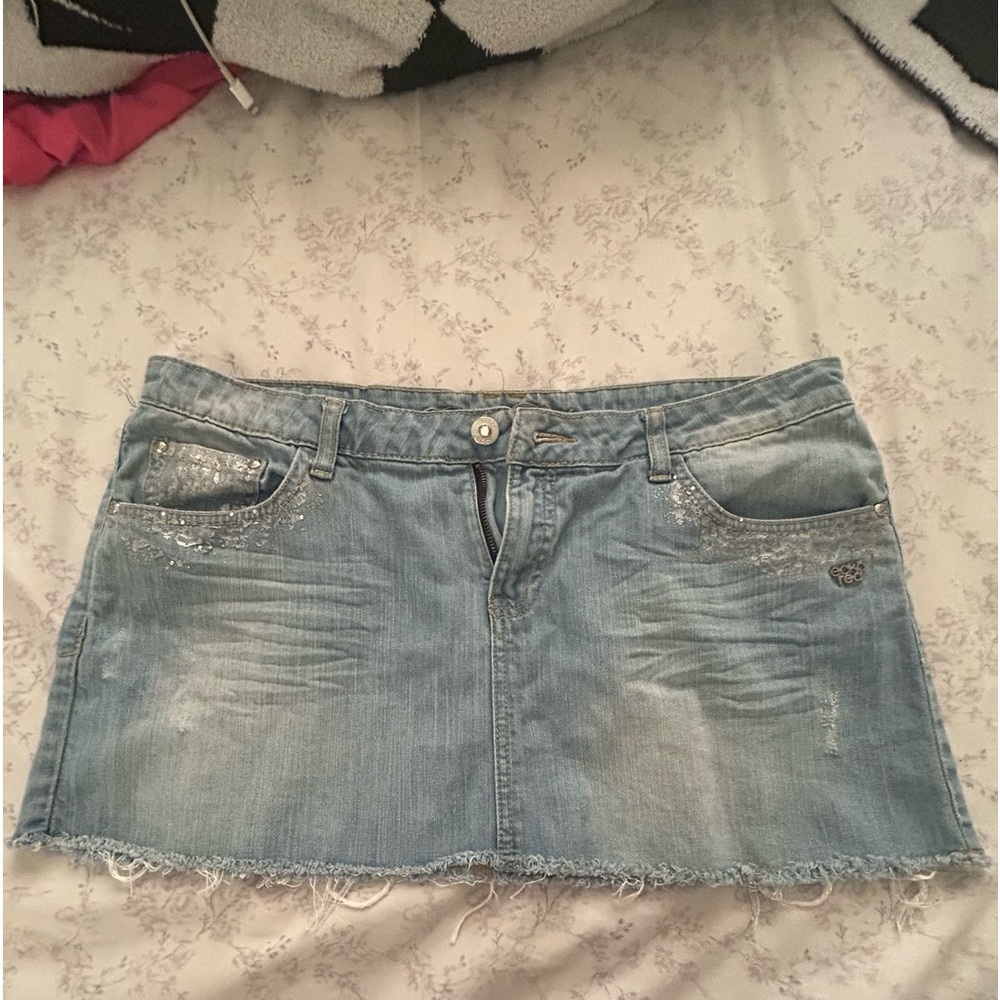 Y2K echo red mini skirt